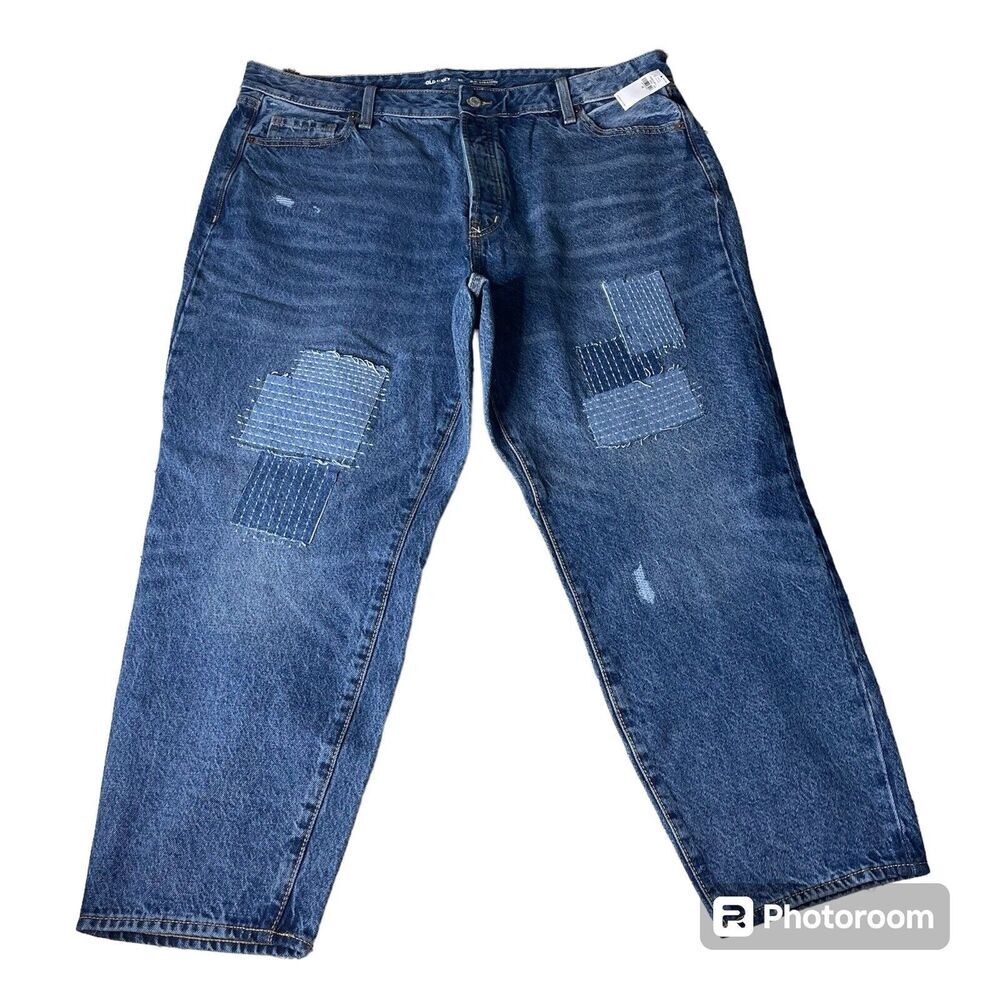 OLD NAVY Womens Size 20 Extra High Rise O.G. Straight Denim Jeans w/Patches
